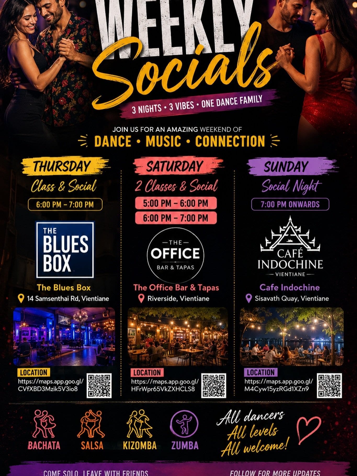 Saturday Classes & Social at The Office Bar & Tapas — Vientiane